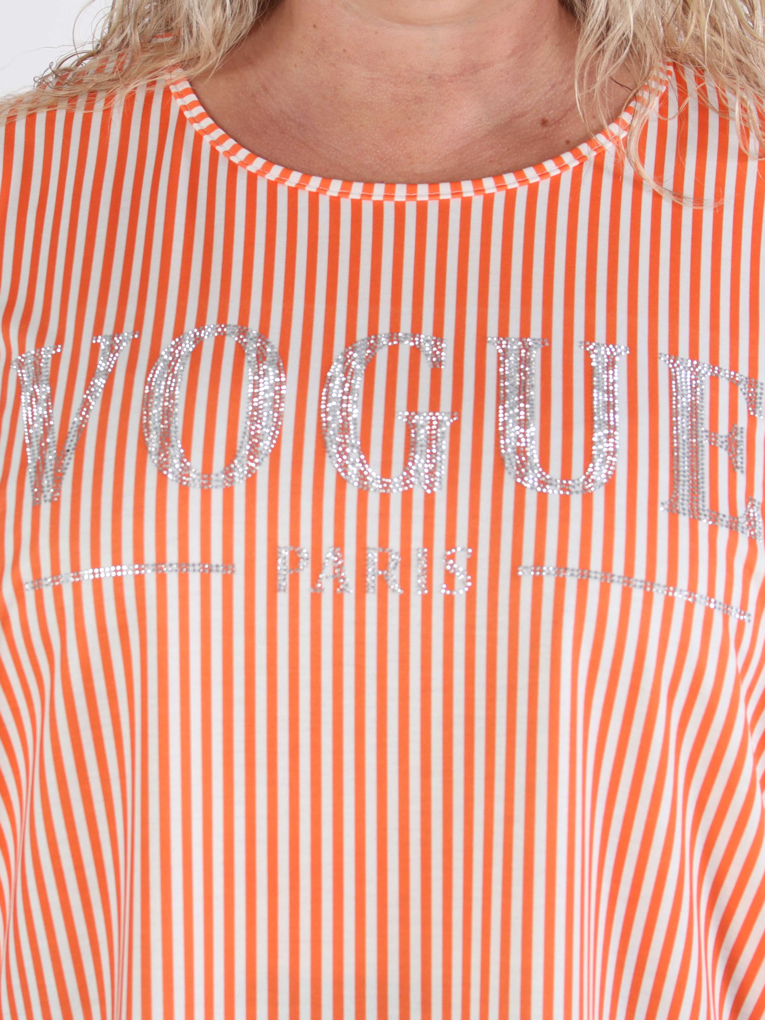 Mintu Stripe - Plus size t-shirt med vogue stående med glittrande similisten